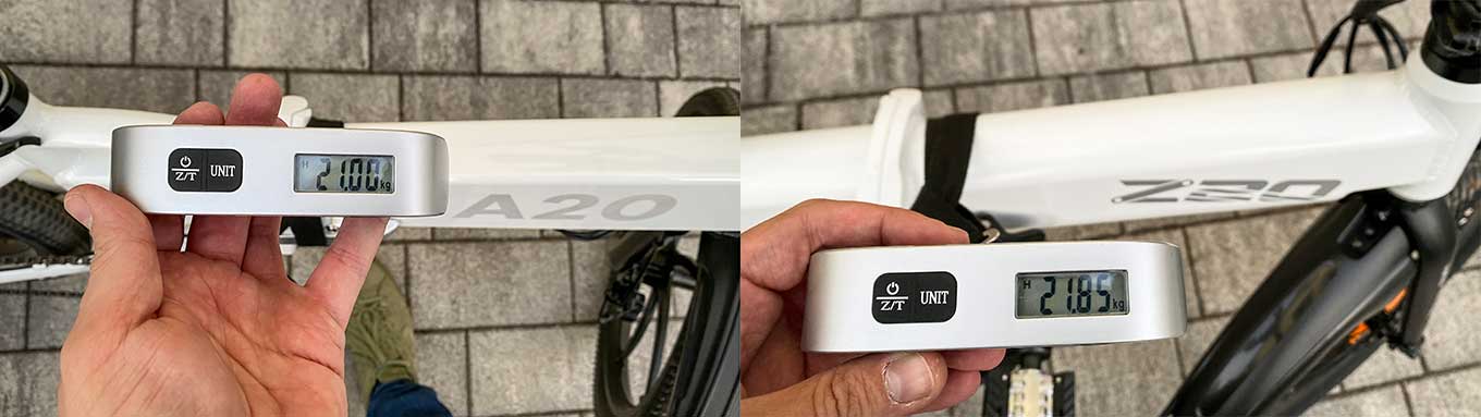 ADO A20 vs HIMO Z20 - Weight Comparison (incl. battery & fenders)